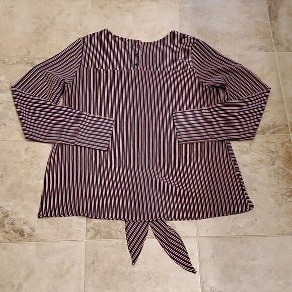 Hem & Thread striped long sleeve tie front long sleeve top - Picture 9 of 9